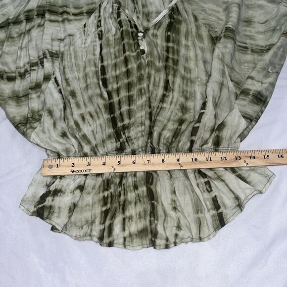 Vintage Y2K Forever 21 Green Tie Dye Dolman Sleeve Blouse Small - Picture 9 of 11